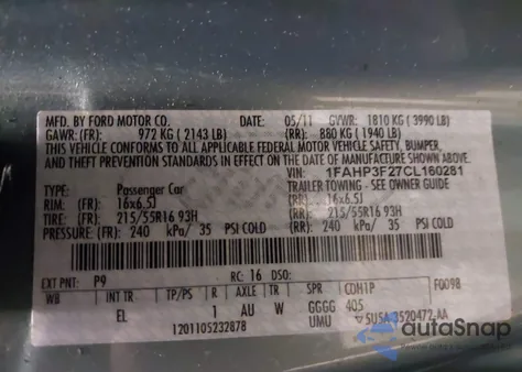 2012 Ford Focus Se from USA, damaged, VIN 1FAHP3F27CL160281